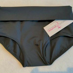 Swim Bottom Brief with Foldover Waistband Adjustable Coverage, Black, Small, NWT